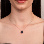 Sapphire Lotus Flower Necklace: Birthstone Lotus Flower Charm Pendant, Dainty Floral Necklace,