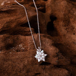 Opal Lotus Flower Necklace: 925K Silver Bohemian Lotus Charm Pendant, Dainty Lotus Pendant