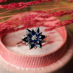 Sapphire Lotus Ring, Blue Gemstone Flower Ring, September Birthstone Ring, Dainty Floral Ring, Gift for Mom Jewelry, Promise Ring
