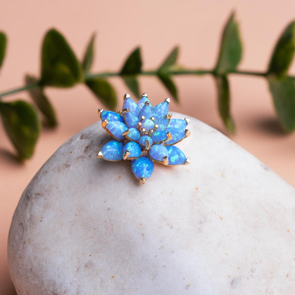 Opal Lotus Necklace, Gift for Mom, October Birthstone Necklace, Mom Gift Jewelry, Meaningful Opal Pendant