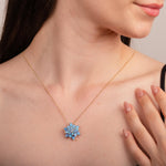 Opal Lotus Necklace, Gift for Mom, October Birthstone Necklace, Mom Gift Jewelry, Meaningful Opal Pendant
