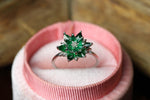 Green Emerald Lotus Flower Ring: 925K Sterling Silver May Birthstone Lotus Flower, Christmas Gifts