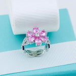 Eda Yildiz Ring – Pink Flower Ring, Sen Cal Kapimi Inspired Jewelry, Mom Gift Pink Quartz Engagement Ring, Romantic Floral Ring Gift for Mom