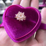 Lotus Engagement Ring, White Zircon Ring, Floral Promise Ring for Women, Unique Dainty Gold Silver Ring, Mother’s Day Gift for Her
