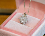 Dainty Zirconia Lotus Flower Necklace: Solid Gold Handmade Floral Necklace, Minimalist Lotus Jewelry,