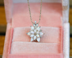 Opal Lotus Flower Necklace: 925K Silver Bohemian Lotus Charm Pendant, Dainty Lotus Pendant