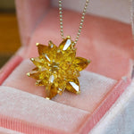 Citrine Lotus Necklace Gift for Mom Meaningful Gift for Her November Birthstone Necklace Birthday Gift Anniversary Jewelry