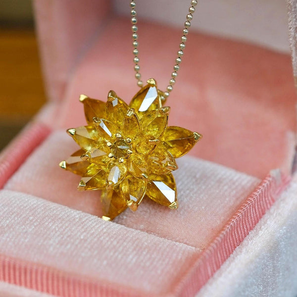 Citrine Lotus Necklace Gift for Mom Meaningful Gift for Her November Birthstone Necklace Birthday Gift Anniversary Jewelry