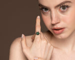 Emerald Lotus Ring, May Birthstone Ring, Green Gemstone Flower Ring, Dainty Floral Ring, Gift for Mom Jewelry, Promise Ring