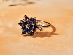 Sapphire Lotus Ring, Blue Gemstone Flower Ring, September Birthstone Ring, Dainty Floral Ring, Gift for Mom Jewelry, Promise Ring