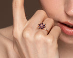 Amethyst Lotus Ring, Gift For Mom, February Birthstone Floral Promise Jewelry, Solid Gold or Sterling Silver Spiritual Romantic Ring