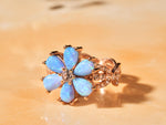 Blue Opal Flower Ring, Eda Yildiz Inspired Ring, Marquise Floral Gemstone Ring Unique Promise Ring, Sen Cal Kapimi Jewelry, Engagement Ring