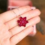 Ruby Necklace, Lotus Pendant, Gift for Mom, July Birthstone Jewelry, Meaningful Gift for Her, Gold or Silver Necklace For Mom