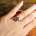 Amethyst Lotus Ring, February Birthstone Ring, Purple Gemstone Flower Ring, Spiritual Dainty Ring, Gift for Mom Jewelry, Promise Rings