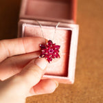 Garnet Lotus Necklace Gift for Mom Meaningful Gift for Her January Birthstone Necklace Birthday Gift Anniversary Jewelry, Lotus