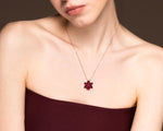 Garnet Lotus Necklace Gift for Mom Meaningful Gift for Her January Birthstone Necklace Birthday Gift Anniversary Jewelry, Lotus