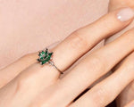 Emerald Lotus Ring, May Birthstone Ring, Green Gemstone Flower Ring, Dainty Floral Ring, Gift for Mom Jewelry, Promise Ring
