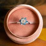 Gift for Mom Lotus Flower Ring, Aquamarine Blue & White CZ Ring, Meaningful Jewelry for Mother, Birthday Gift, Emotional Gift for Her
