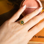 Gift for Mom Birthstone Lotus Ring, Citrine & Emerald Flower Ring, Custom Birthstone Jewelry for Mother, Meaningful Gift for Her