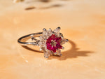 Gift for Mom Lotus Ring, Ruby Center CZ Flower Ring, July Birthstone Ring, Lotus Flower Jewelry for Mother, Birthday Gift