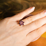 Amethyst Lotus Ring, Gift For Mom, February Birthstone Floral Promise Jewelry, Solid Gold or Sterling Silver Spiritual Romantic Ring