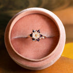 Gift for Mom Lotus Ring, Amethyst & White Zircon Ring, February Birthstone Flower Ring, Lotus Jewelry for Mother, Birthday Gift