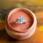 Blue Opal Flower Ring, Eda Yildiz Inspired Ring, Marquise Floral Gemstone Ring Unique Promise Ring, Sen Cal Kapimi Jewelry, Engagement Ring
