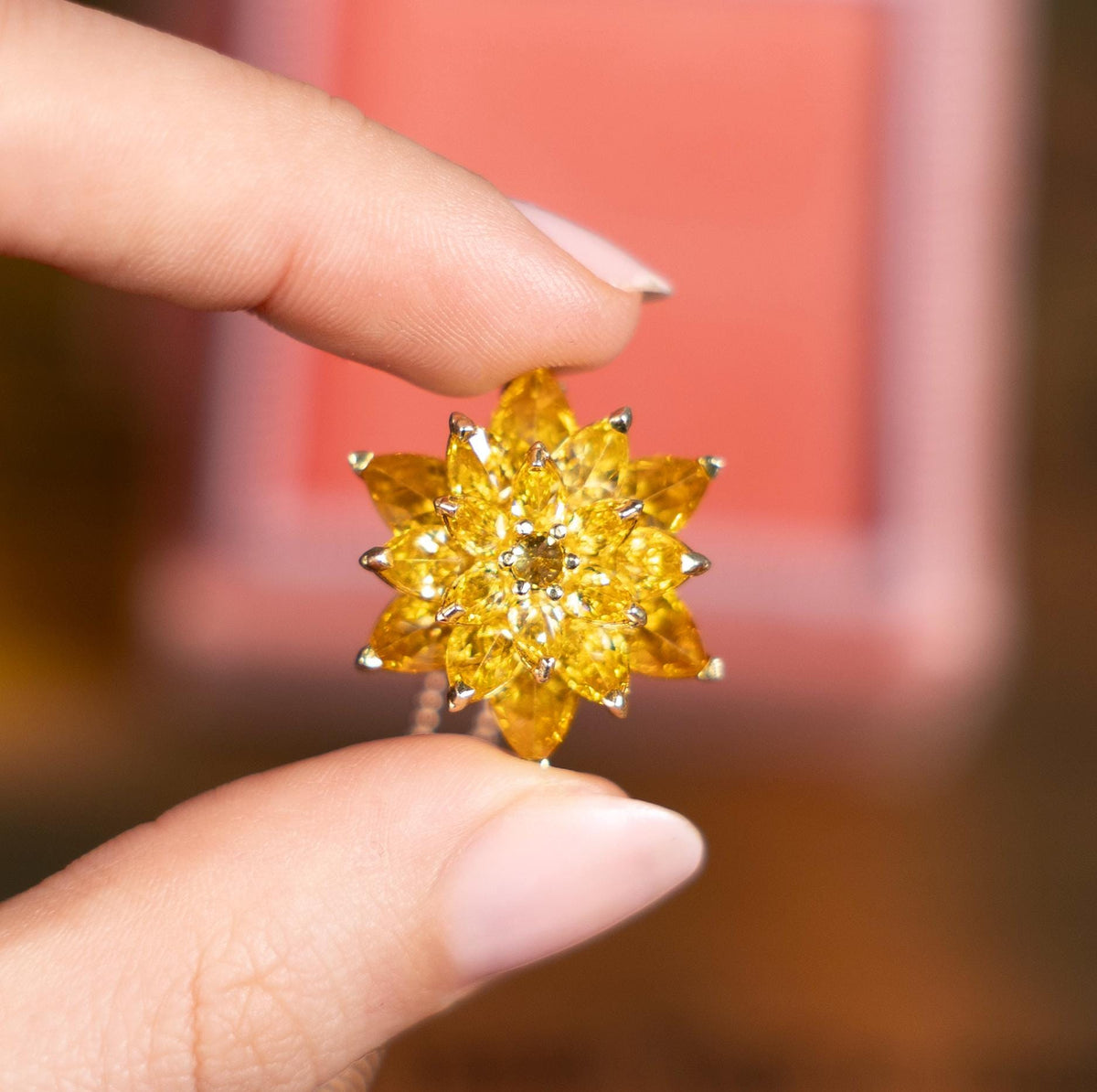Citrine Lotus Necklace Gift for Mom Meaningful Gift for Her November Birthstone Necklace Birthday Gift Anniversary Jewelry