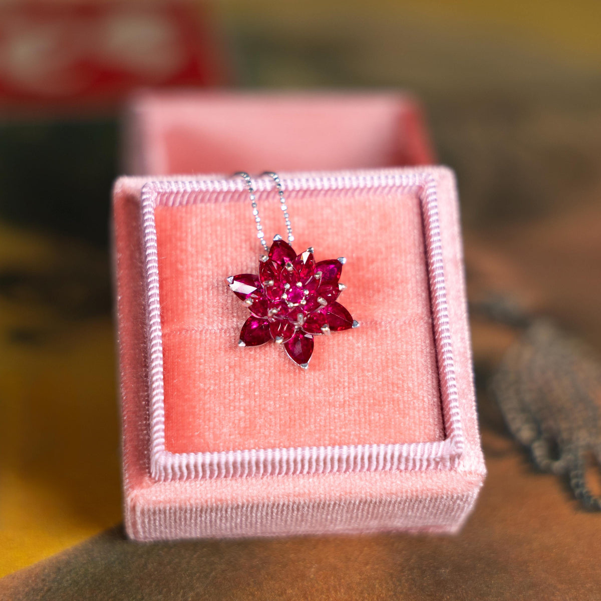 Garnet Lotus Necklace Gift for Mom Meaningful Gift for Her January Birthstone Necklace Birthday Gift Anniversary Jewelry, Lotus