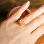 Pink Quartz Lotus Ring, Pink Gemstone Flower Ring, Dainty Floral Ring, Gift for Mom Jewelry, Romantic Promise Ring, Feminine Jewelry