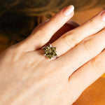 Peridot Lotus Ring, August Birthstone Ring, Green Gemstone Flower Ring, Dainty Floral Ring, Gift for Mom Jewelry, Promise Ring