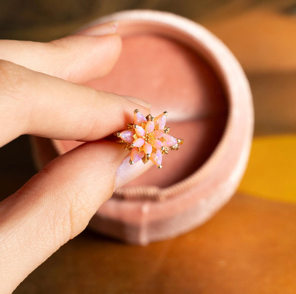 Gift for Mom Pink Opal Lotus Ring, Lotus Flower Ring, Meaningful Jewelry for Mother, Birthday Gift, Emotional Gift for Her