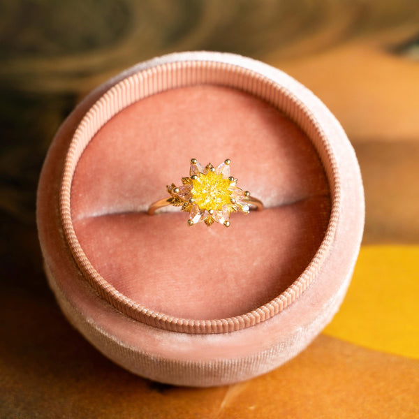 Gift for Mom Lotus Ring, Pink Quartz & Citrine Flower Ring, Birthstone Style Ring, Lotus Flower Jewelry for Mother, Birthday Gift Wife