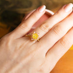 Gift for Mom Lotus Ring, Pink Quartz & Citrine Flower Ring, Birthstone Style Ring, Lotus Flower Jewelry for Mother, Birthday Gift Wife