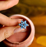 Blue Opal Lotus Ring, Ocean Blue Gemstone Ring, Unique Flower Ring, October Birthstone Ring, Gift for Mom Jewelry, Dainty Ring