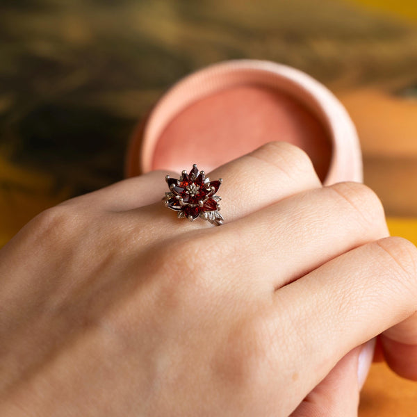 Ruby Lotus Ring Gift for Her, Meaningful Red Gemstone Ring, Promise Ring for Girlfriend Wife, Spiritual Lotus Jewelry, Unique Floral Ring