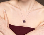 Solid Gold Amethyst Lotus Necklace, 14K 18K 22K Gold, February Birthstone Necklace, Gift for Her, Luxury Lotus Pendant, Anniversary Gift