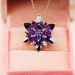 Amethyst Lotus Necklace Gift for Mom, February Birthstone Necklace, Meaningful Jewelry, Personalized Gift for Her, Purple Lotus Pendant